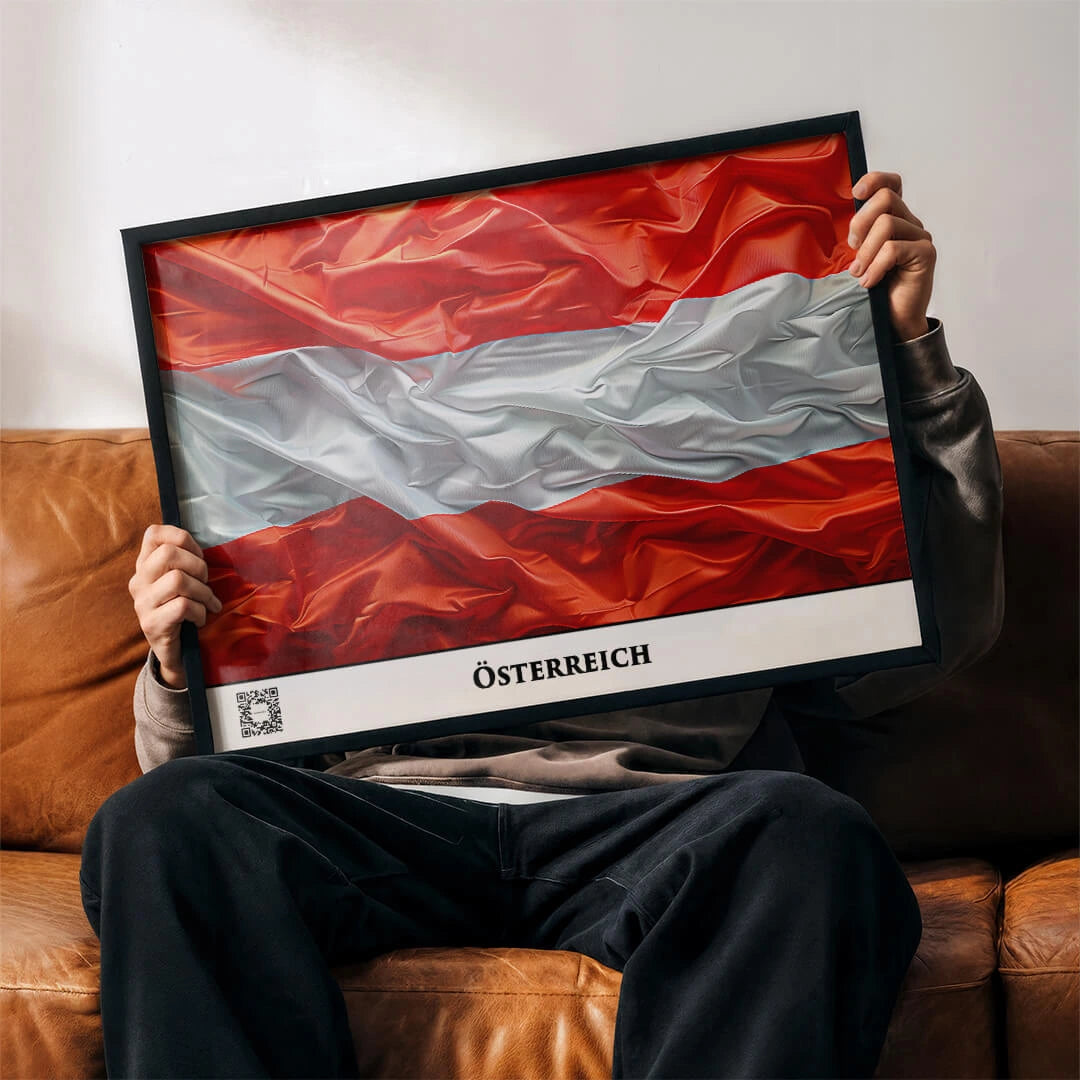 Österreich-Flagge mit QR-Code