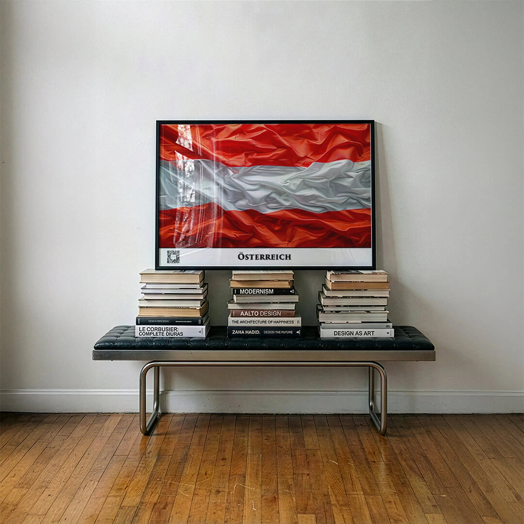 Österreich-Flagge mit QR-Code