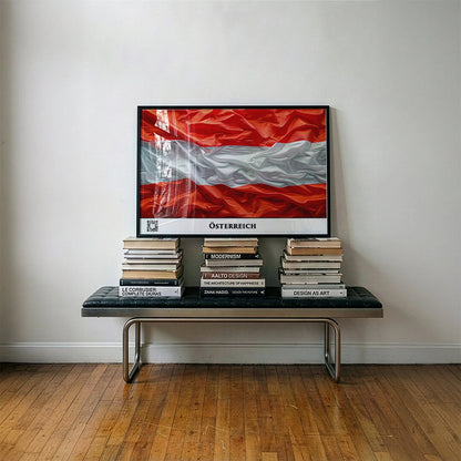 Österreich-Flagge mit QR-Code