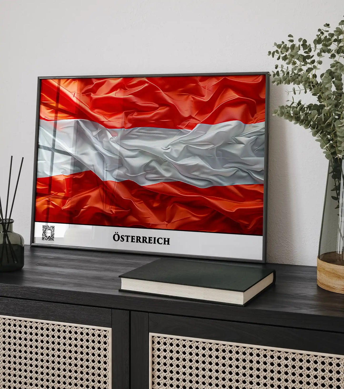 Österreich-Flagge mit QR-Code