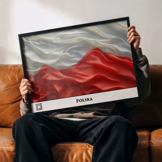 Polen-Flagge mit QR-Code