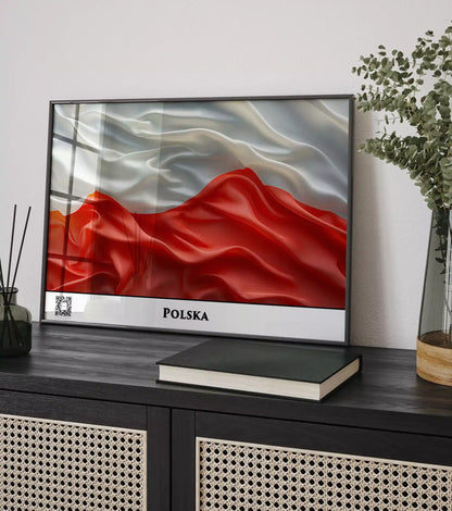 Polen-Flagge mit QR-Code