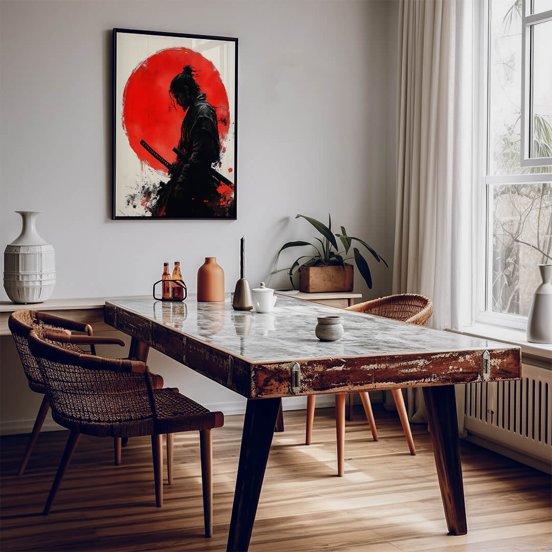 Samurai im zinnoberroten Kreis