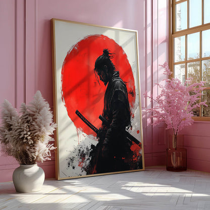 Samurai im zinnoberroten Kreis
