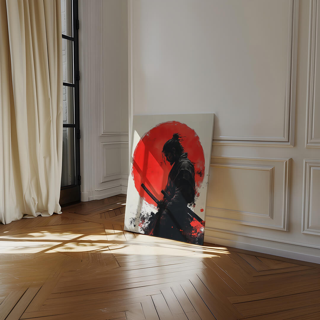 Samurai im zinnoberroten Kreis
