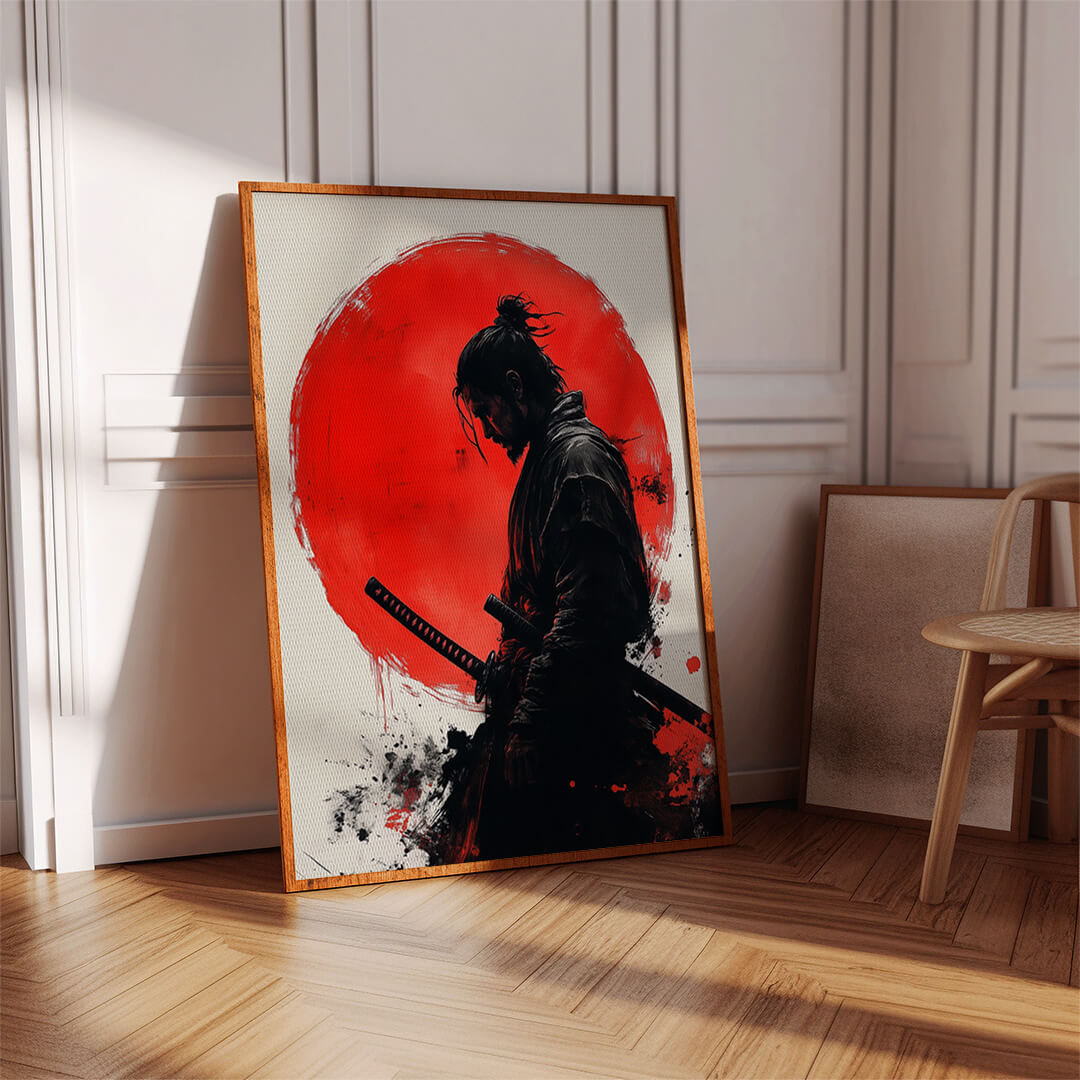 Samurai im zinnoberroten Kreis